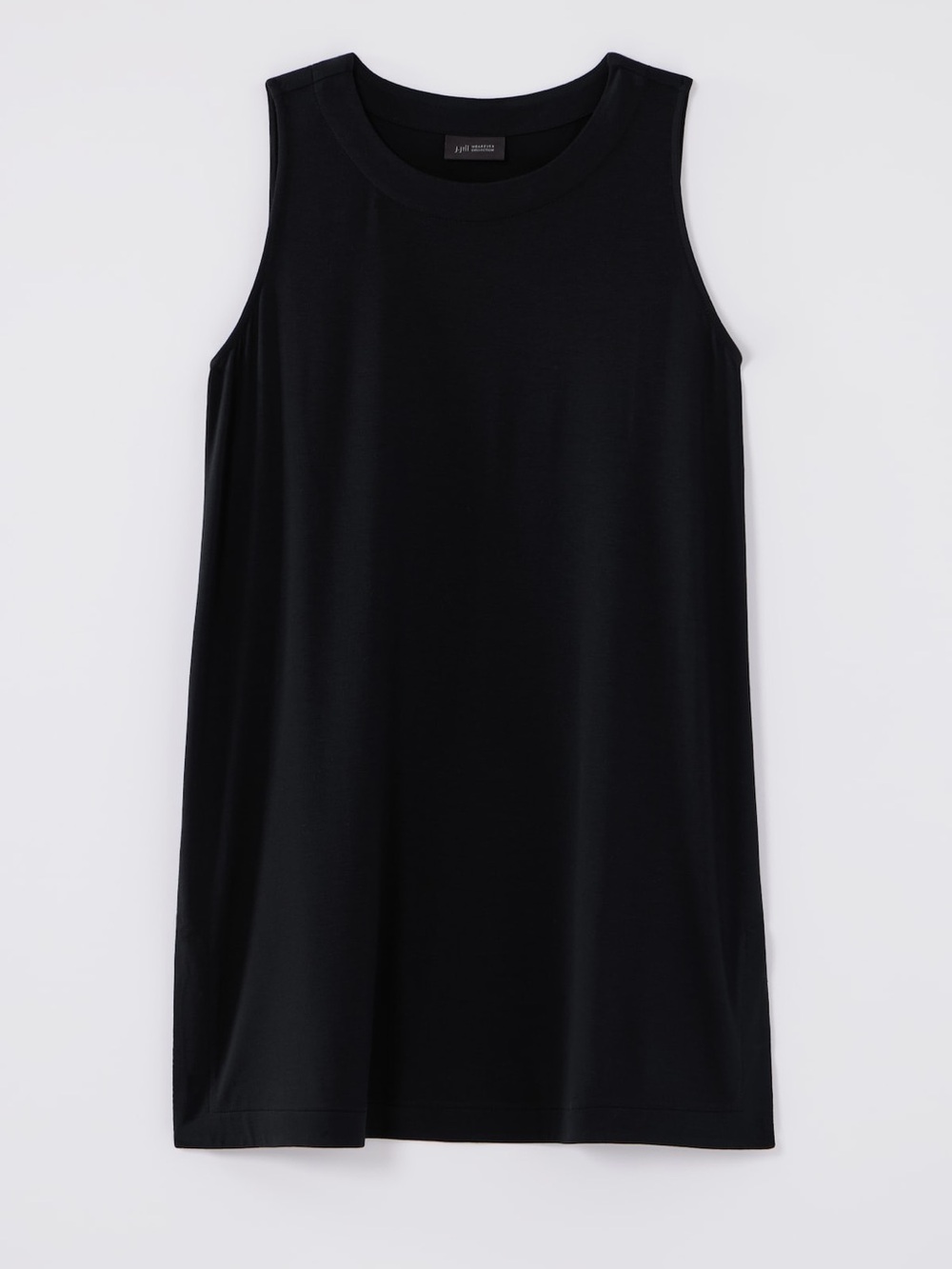 NWT J.Jill Wearever Long Layering Tank Black Sleeveless Top Cami Round Neck L